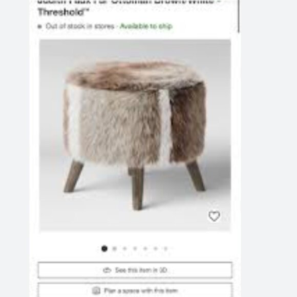 Target Threshold Fur Tufted Caroline Ottoman Stool - Picture 1 of 2